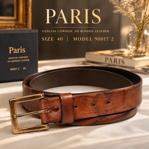 Paris Leather Belt Mens 40 Brown Good Marbled Genuine Cowhide 90017 2